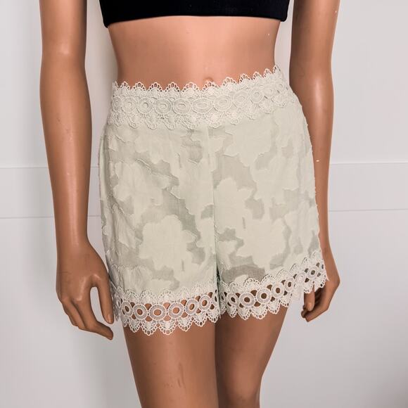 NWT-Blue Rain of Francesca’s Colette Jacquard Shorts-Pastel Green-Size Small - Picture 2 of 8